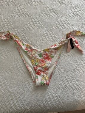 Victoria's Secret Floral Tie-Side Bikini Bottoms in White, Pink, Yellow, Green